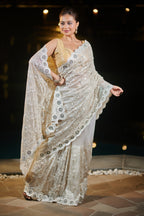 Ivory Luxe Diamond Cluster Saree