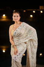 Ivory Luxe Diamond Cluster Saree