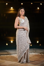 Moonlight Diamond Hand-Embroidered Saree