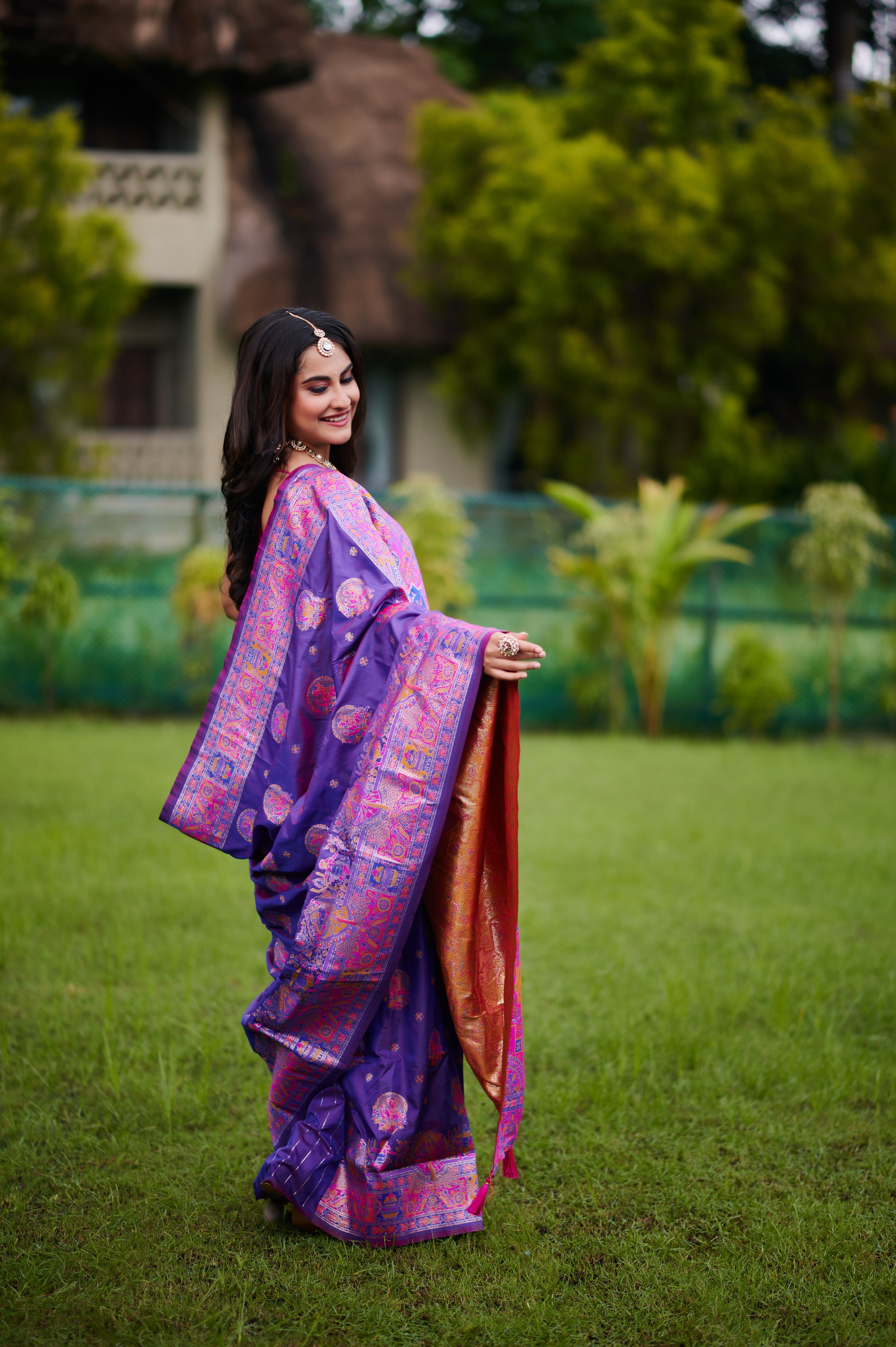 Rang Raas – Royal Navratri-Inspired Pure Silk Saree (Digital shade)