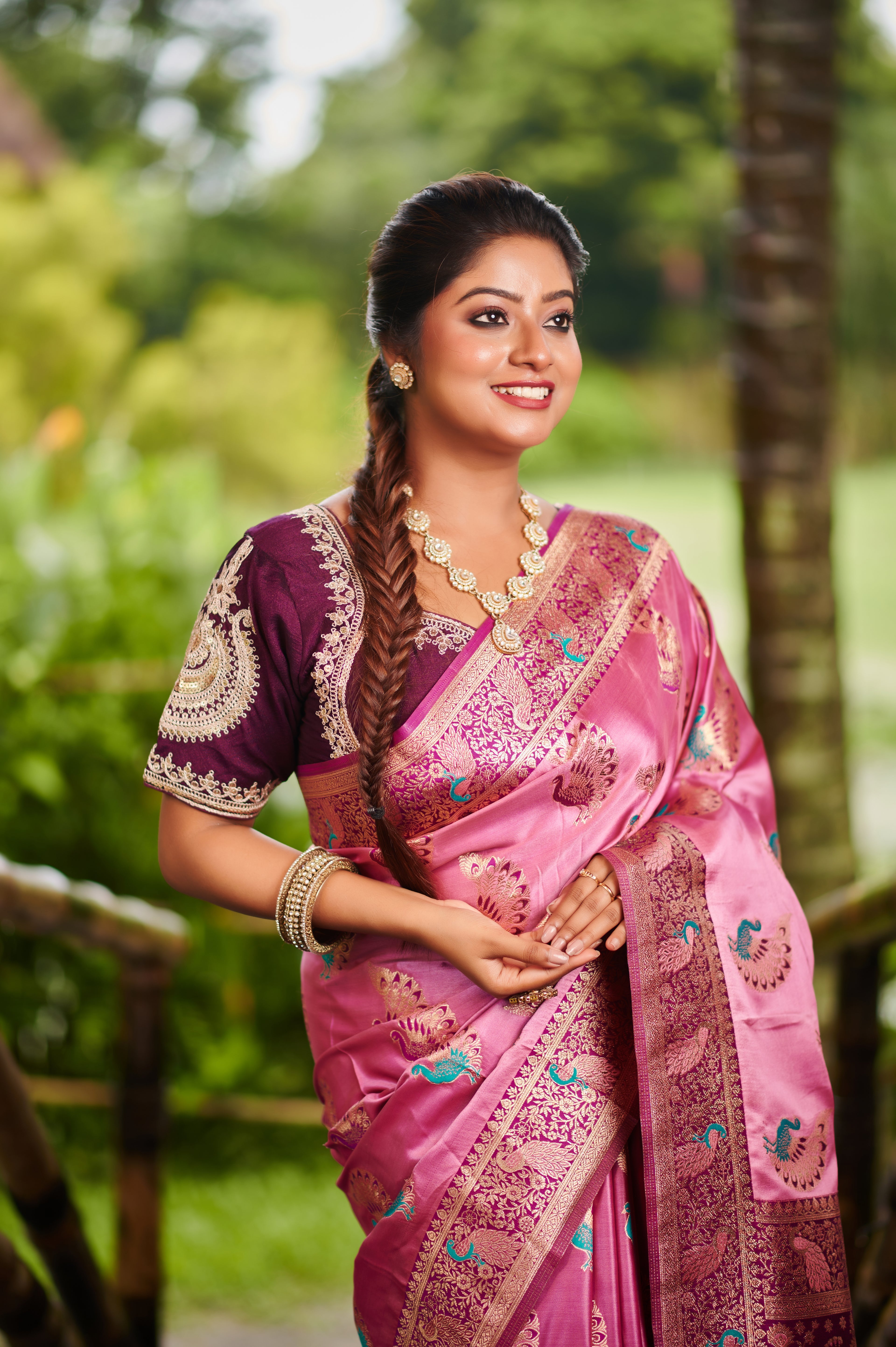 Royal Radiance – Pure Silk Saree with Intricate Peacock Motif