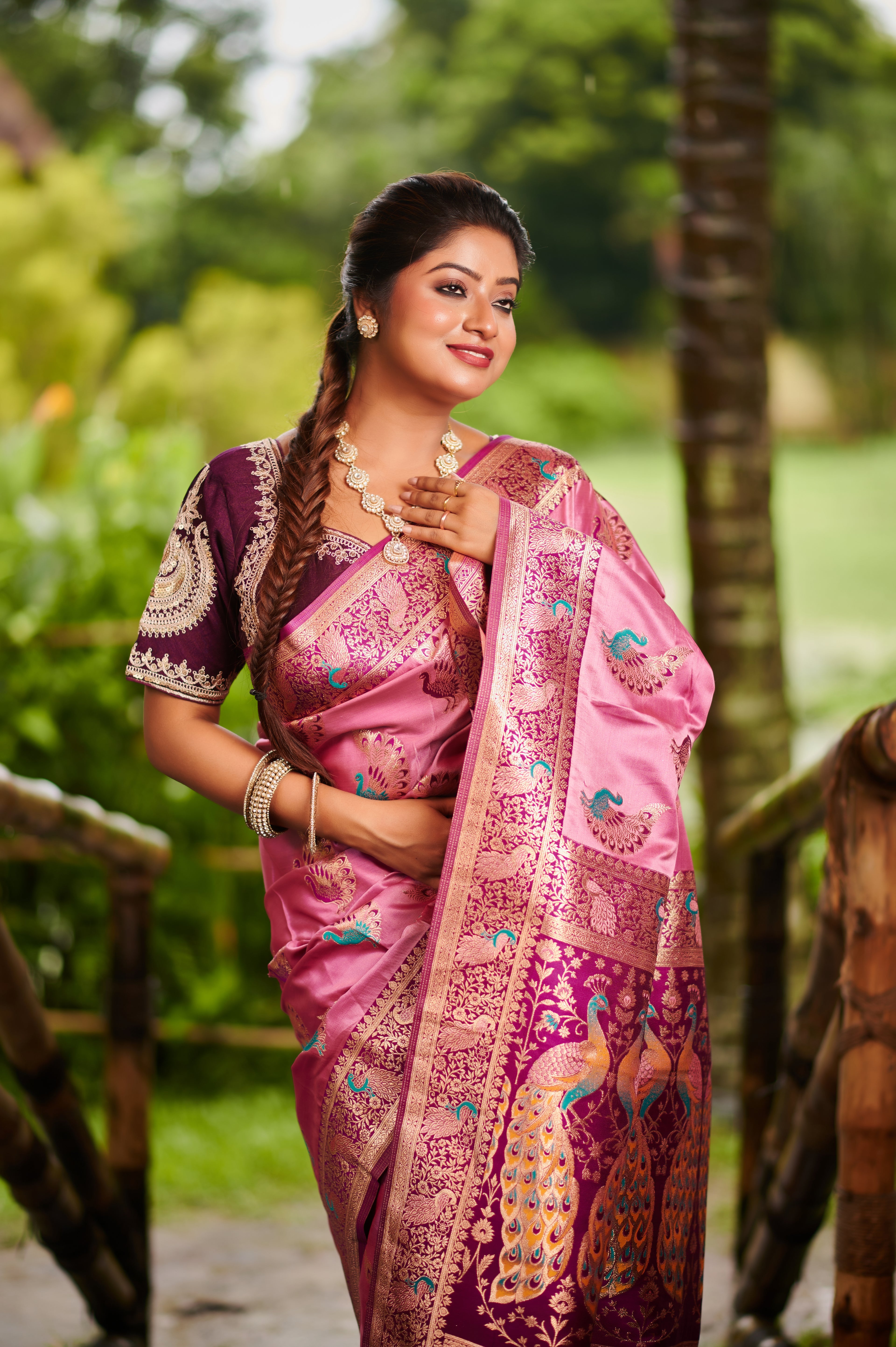 Royal Radiance – Pure Silk Saree with Intricate Peacock Motif