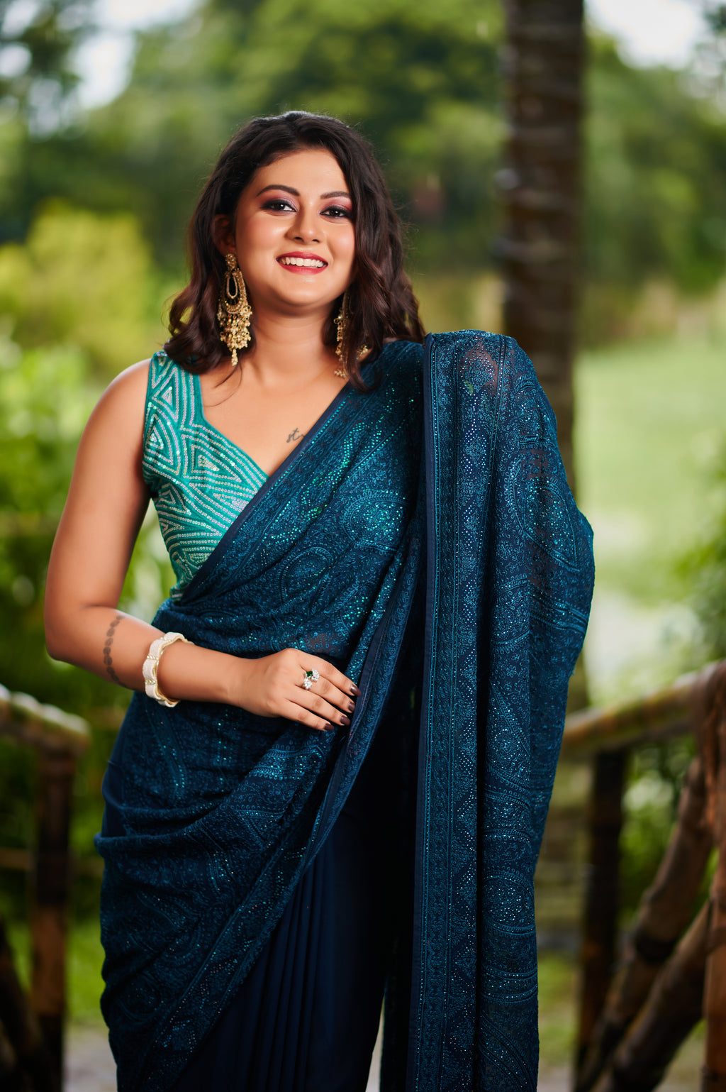 Midnight Elegance – Heavy Embroidered Georgette Saree