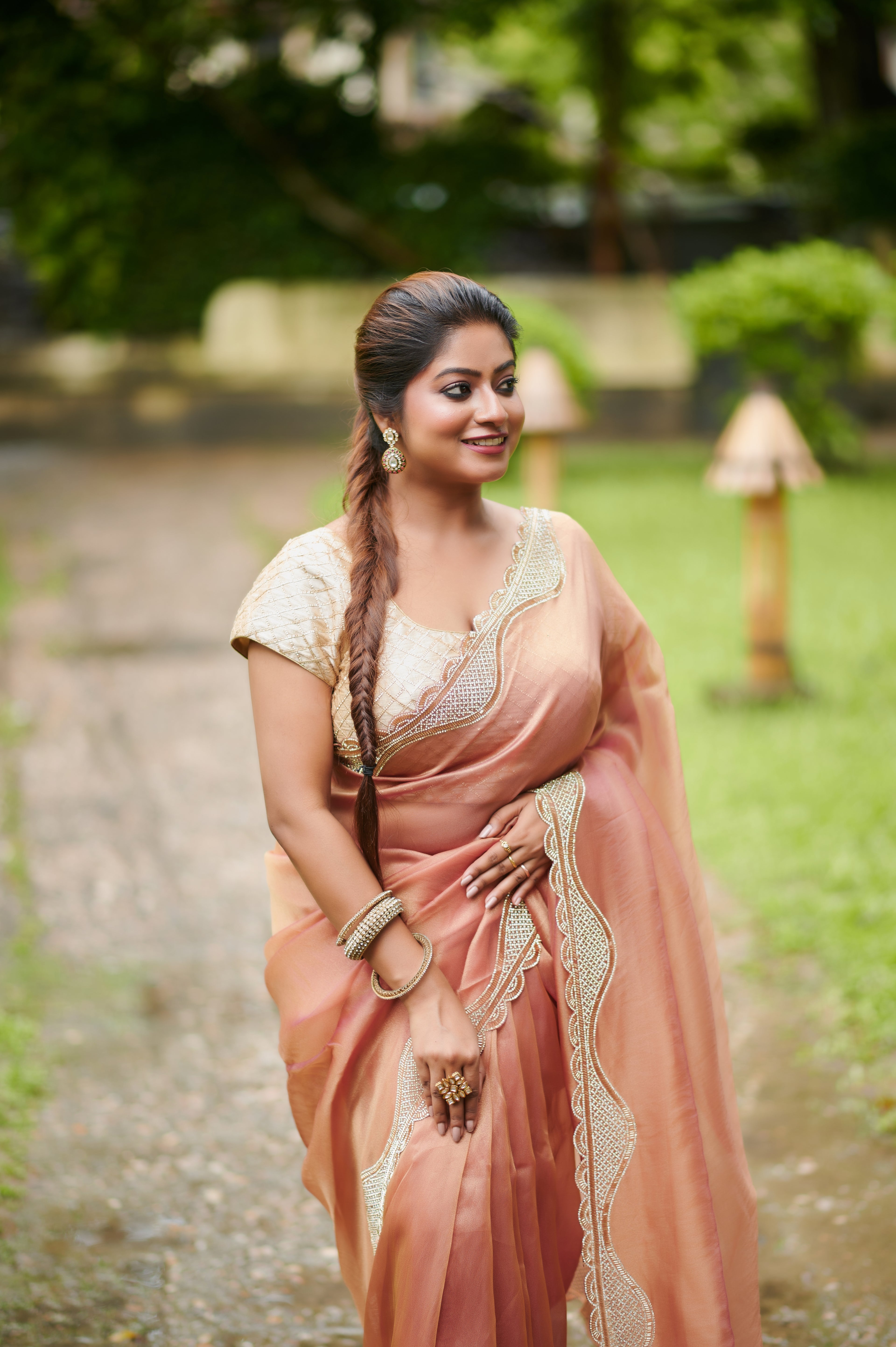 Sunkissed Elegance – Embroidered Soft Organza Saree