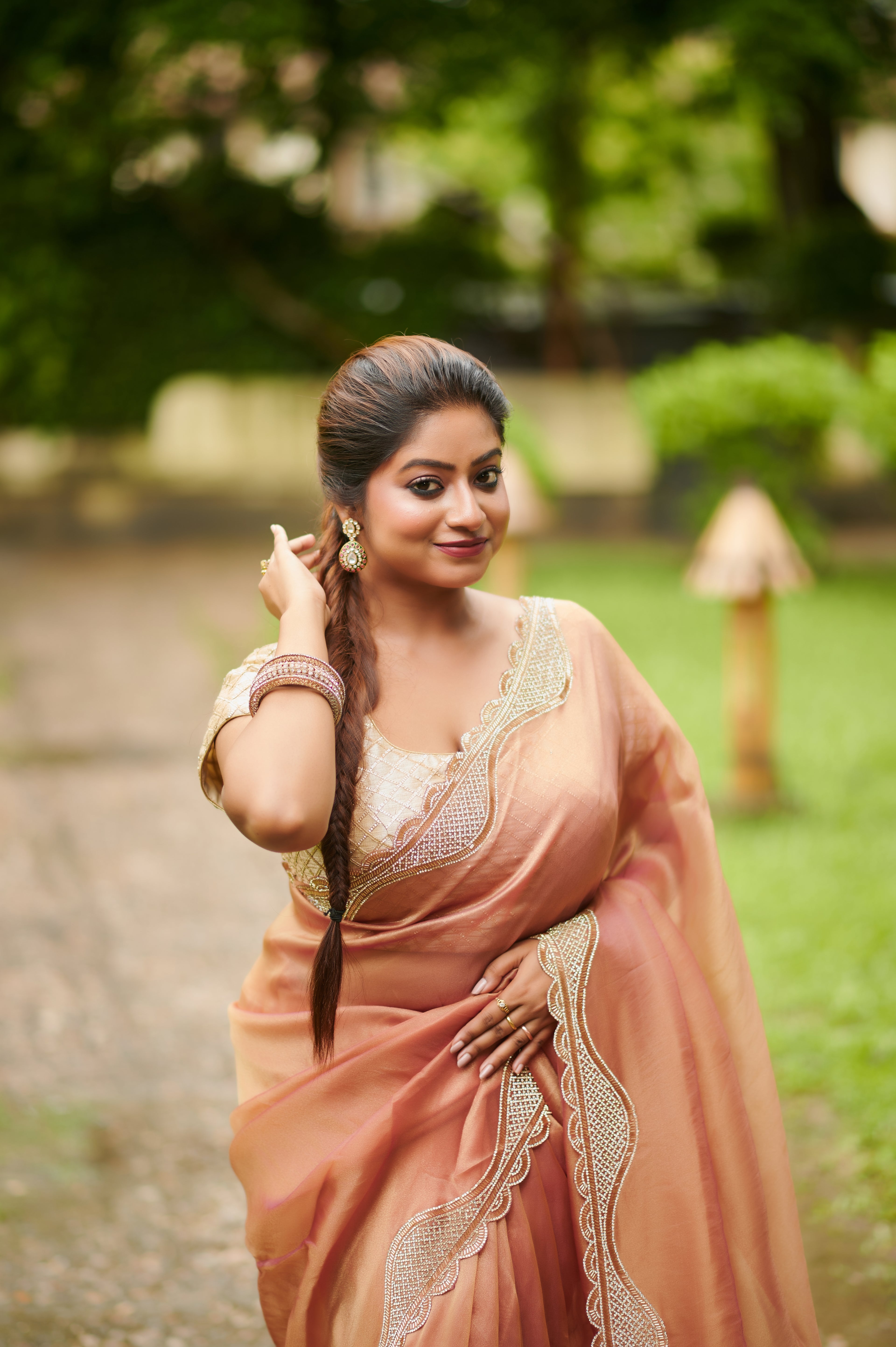 Sunkissed Elegance – Embroidered Soft Organza Saree