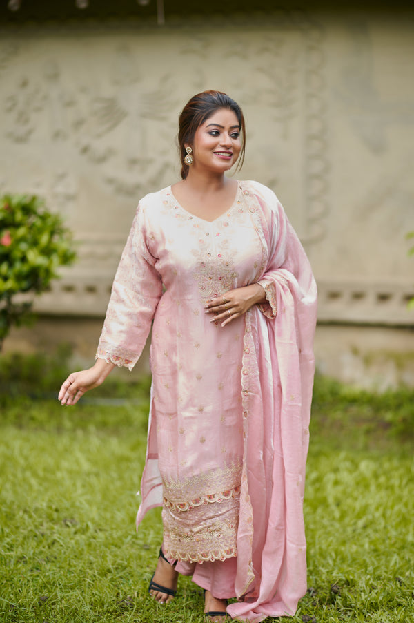 Blush Rose Embroidered Kurta Set