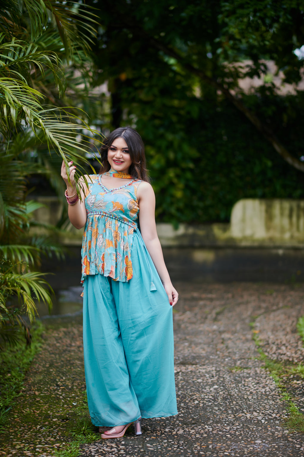 Tropical Bloom – Indo-Western 3-Piece Set