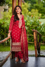 Regal Rouge – Heavy Embroidered 3-Piece Suit Set