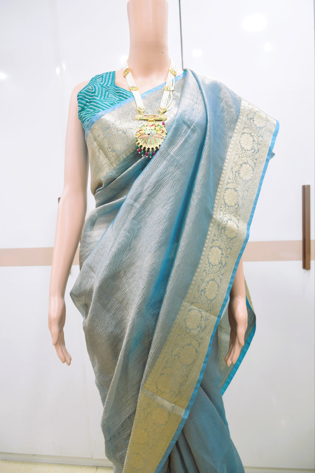 Regal Blue Silk Drape Saree