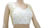 White and Gold Embroidered Festive Blouse