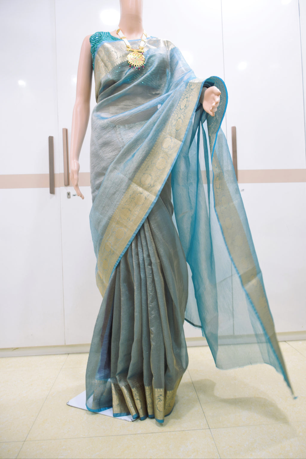 Regal Blue Silk Drape Saree