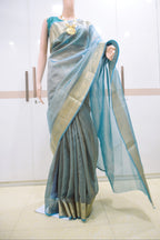 Regal Blue Silk Drape Saree