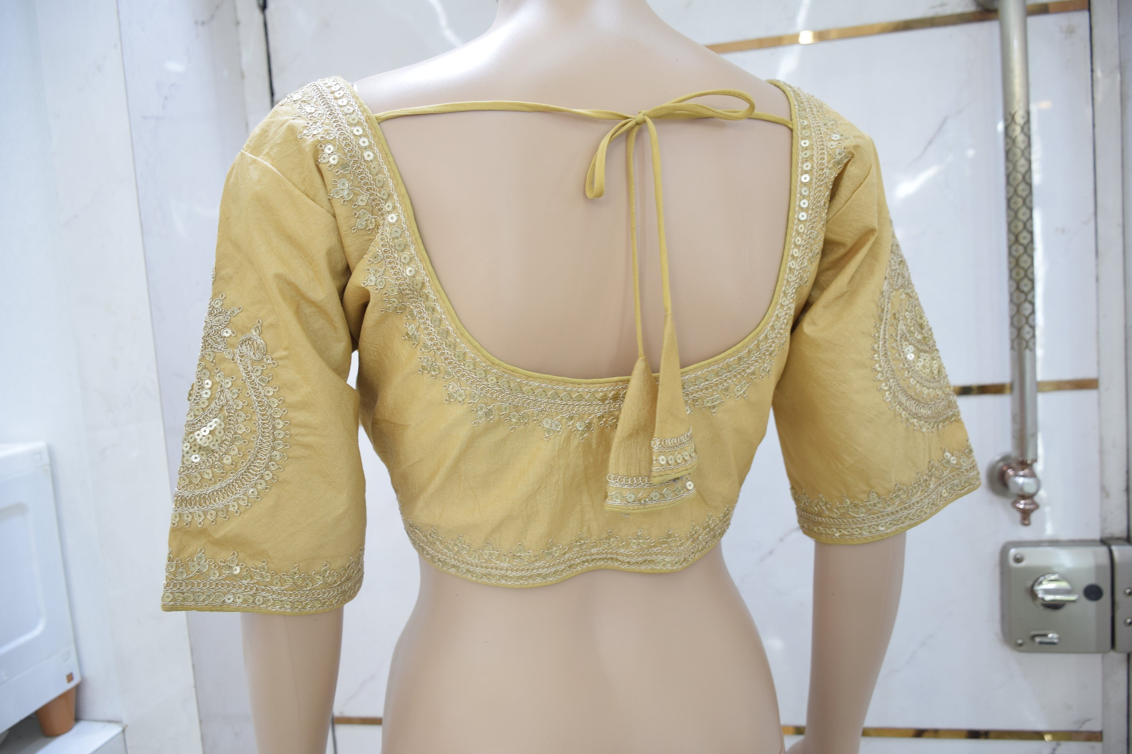 Beige Embroidered Elegant Blouse