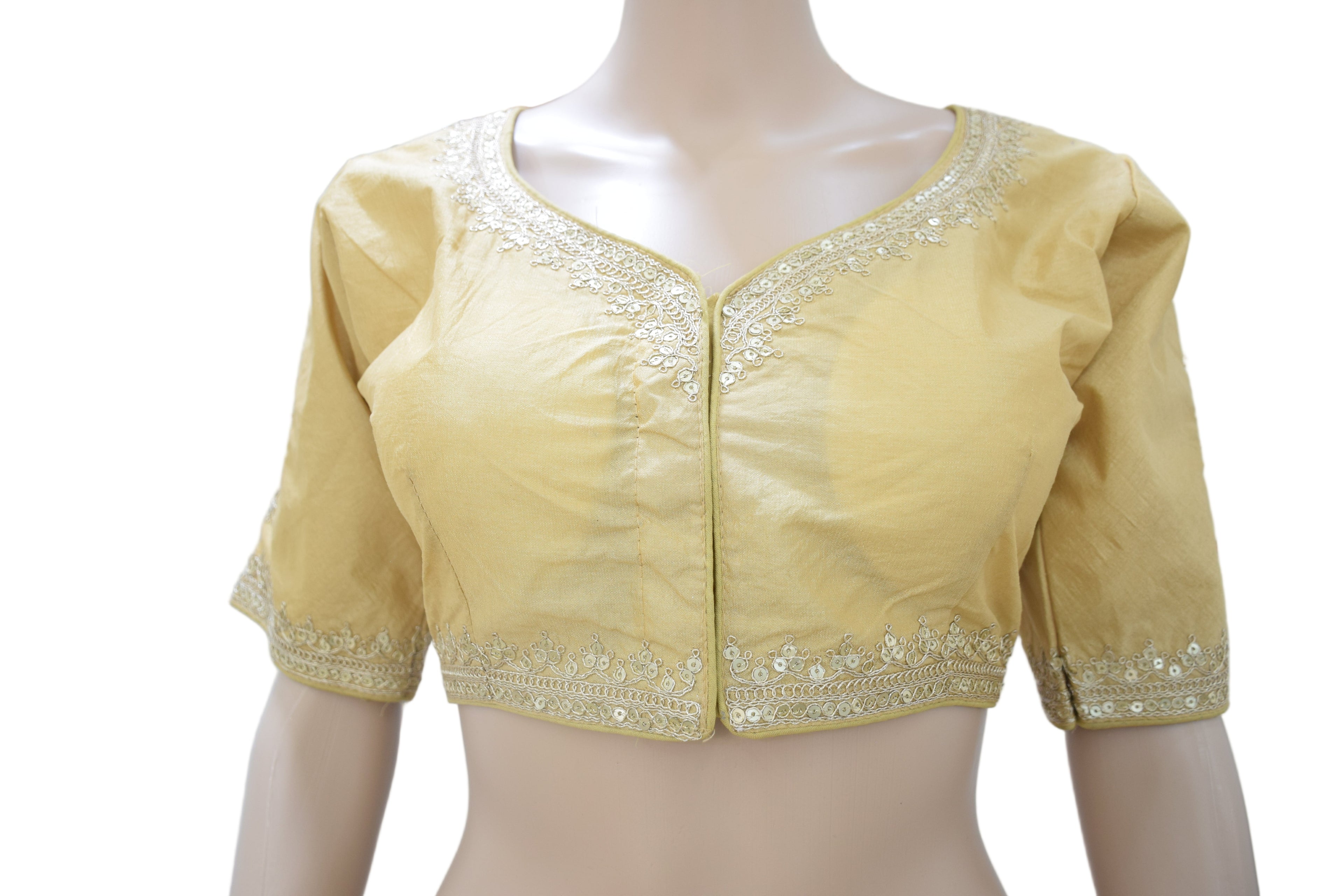 Beige Embroidered Elegant Blouse
