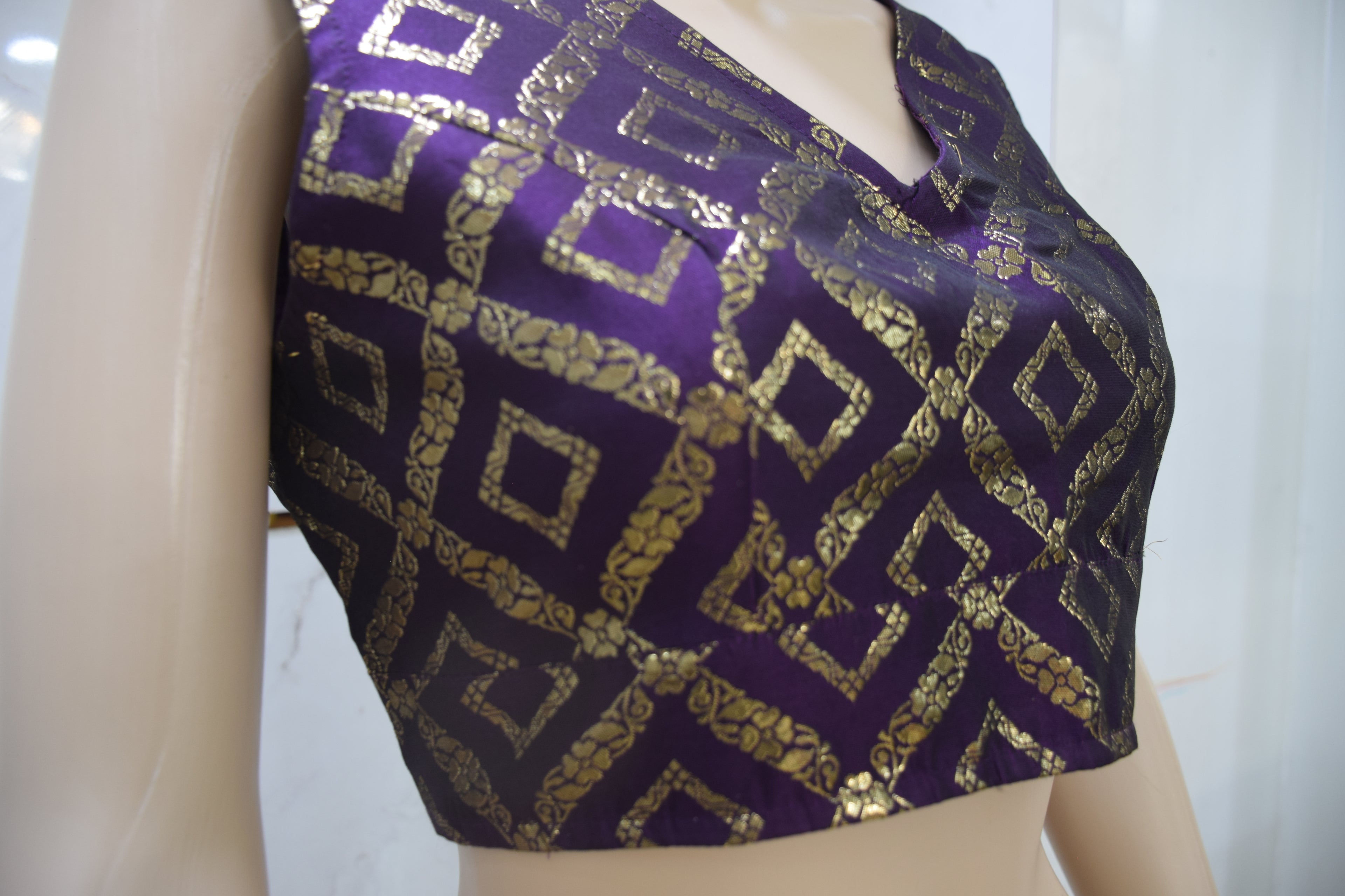 Royal Indigo Brocade Blouse