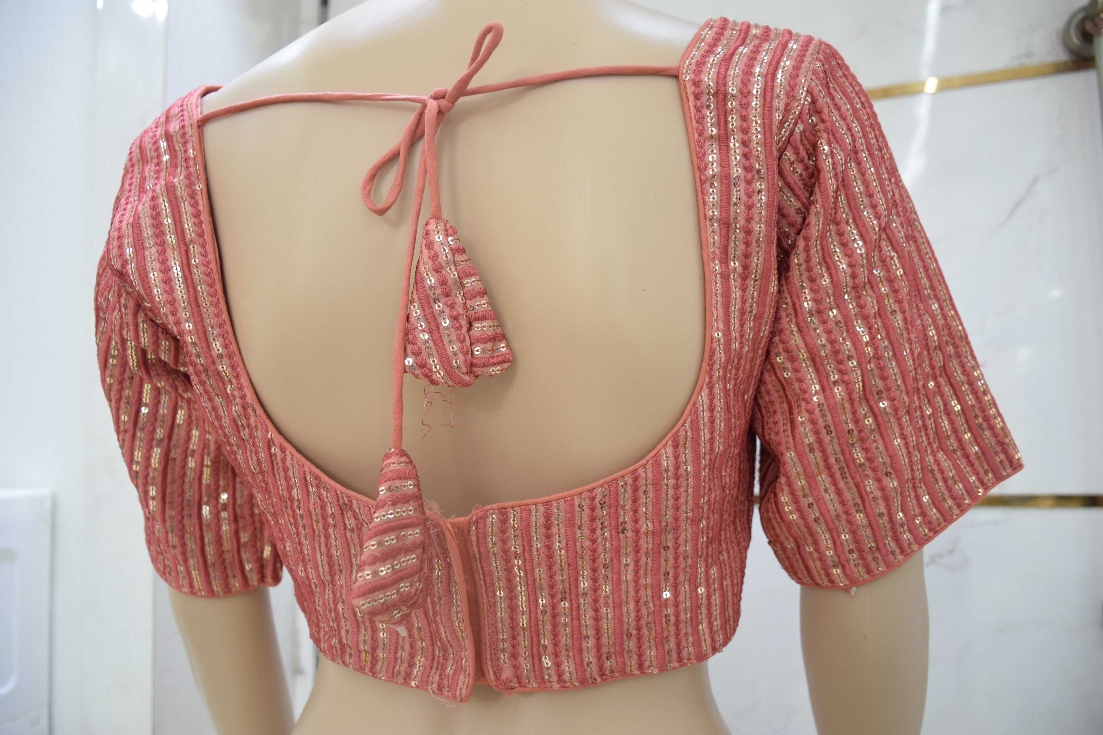 Golden Petals Peach Blouse