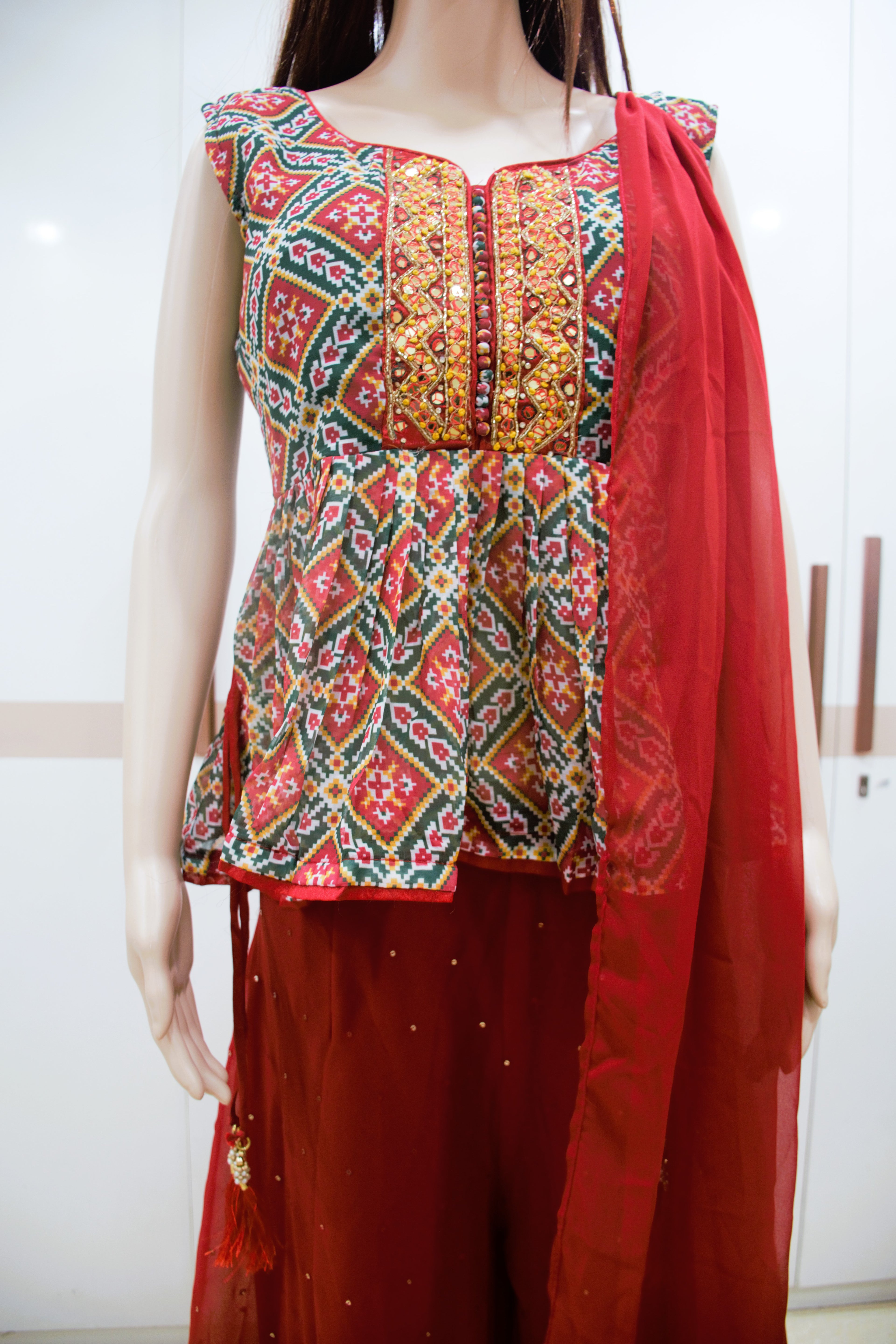 The Festive Red Navratri Indo Western Set