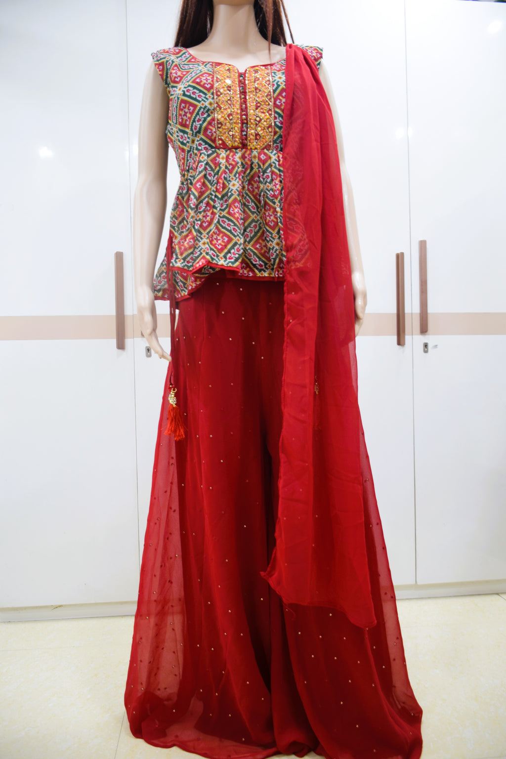 The Festive Red Navratri Indo Western Set