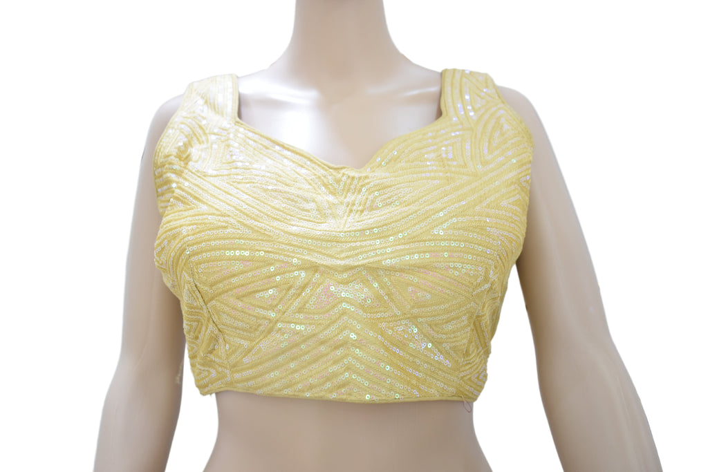 Elegant Beige Sequin Embroidered Blouse