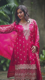 Regal Rouge – Heavy Embroidered 3-Piece Suit Set