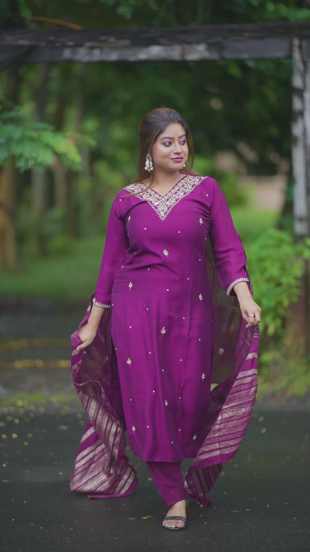 Royal Plum Embroidered Kurta Set