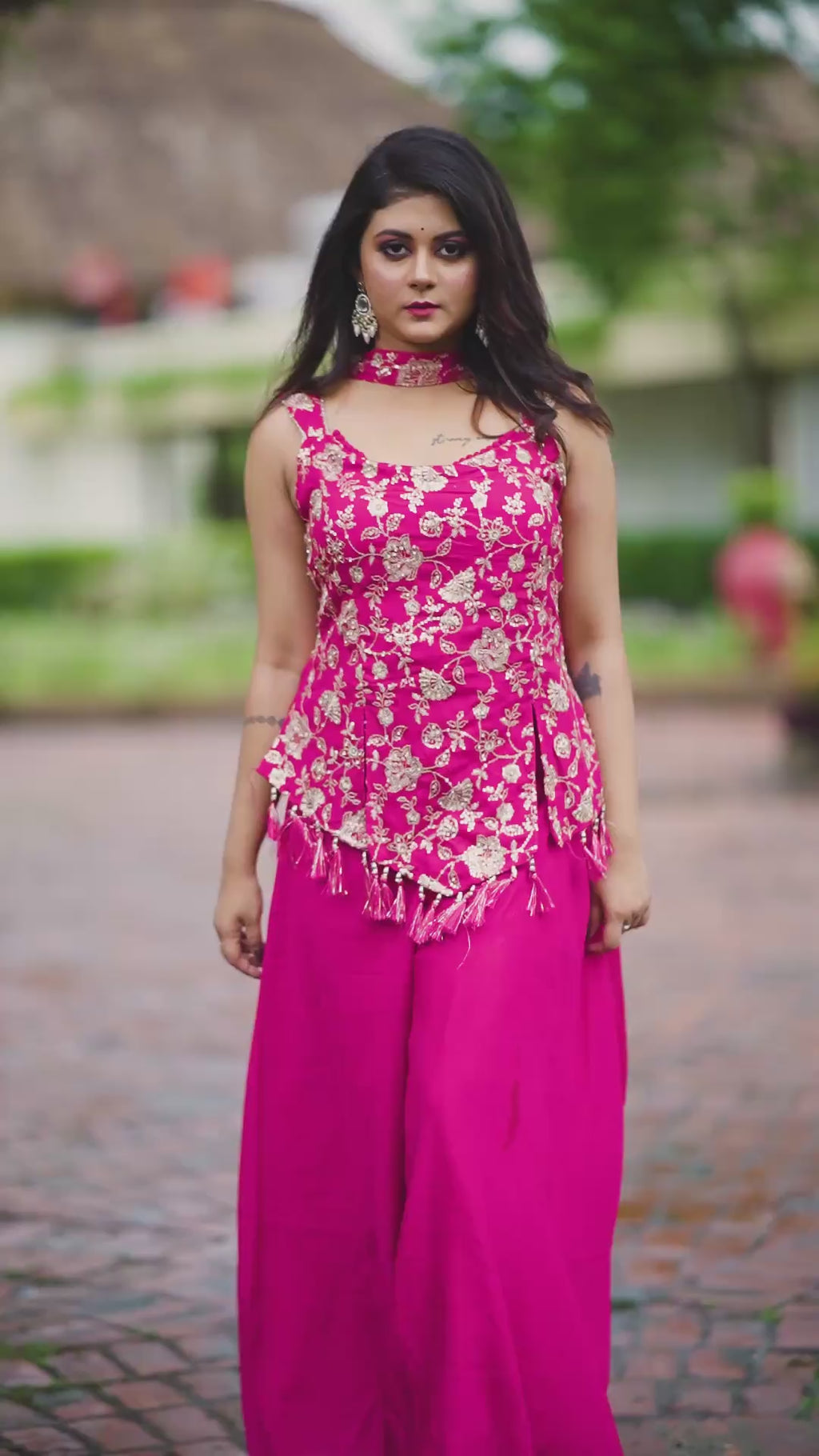 Royal Rouge – Embroidered Indo-Western 3-Piece Set