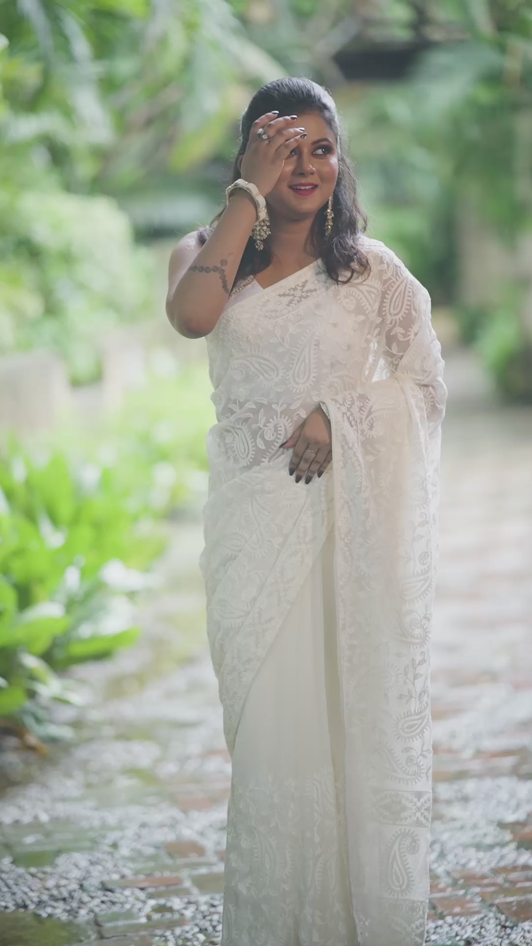 Ivory Whispers – Chikankari-Inspired White Georgette Saree