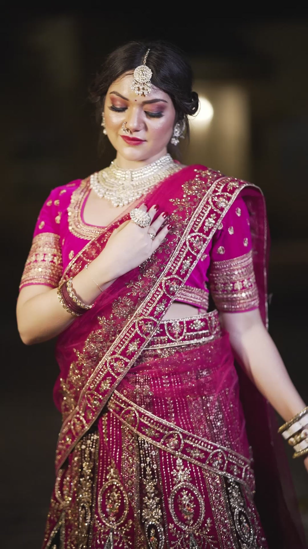 Gulnaar – Magenta Heavy Bridal Lehenga with Heritage Handwork