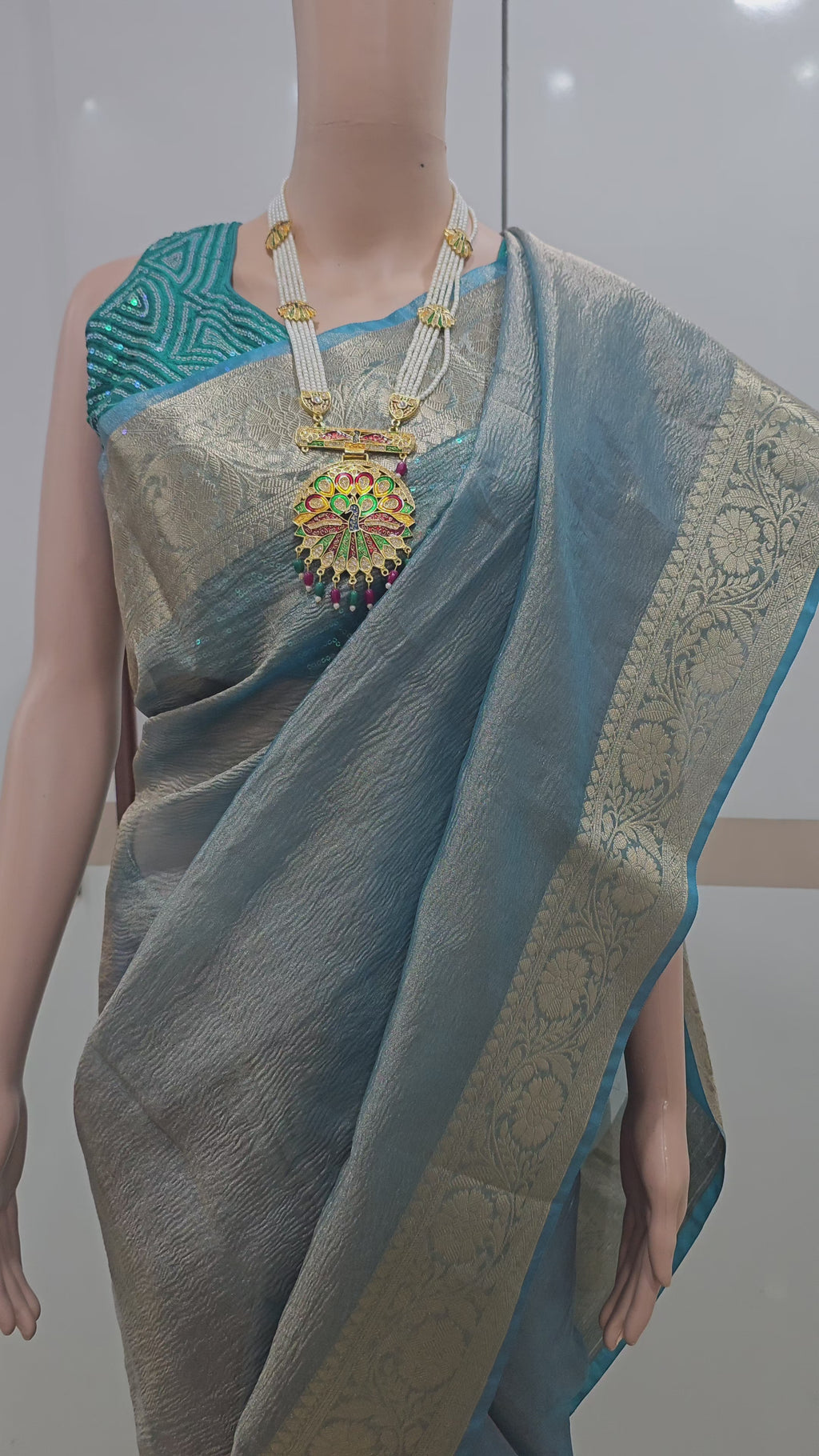 Regal Blue Silk Drape Saree