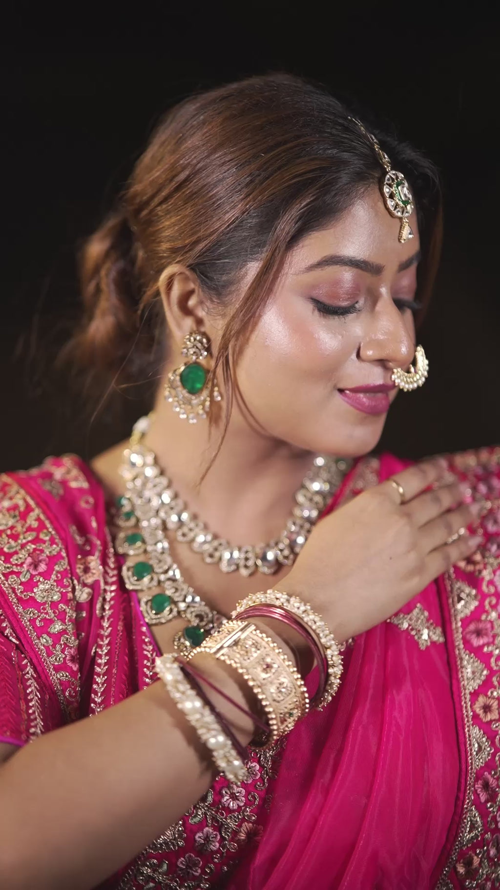 Rasika – Regal Pink Bridal Lehenga with Temple Motif Embroidery